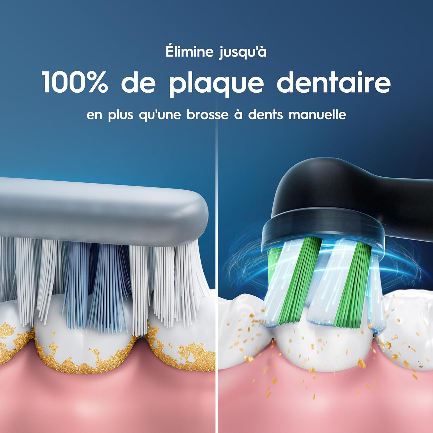 Detalle de Oral-B Brosse à Dents Électrique Pro 1 Noire avec Brossette de Rechange – 3 Modes et Minuteur