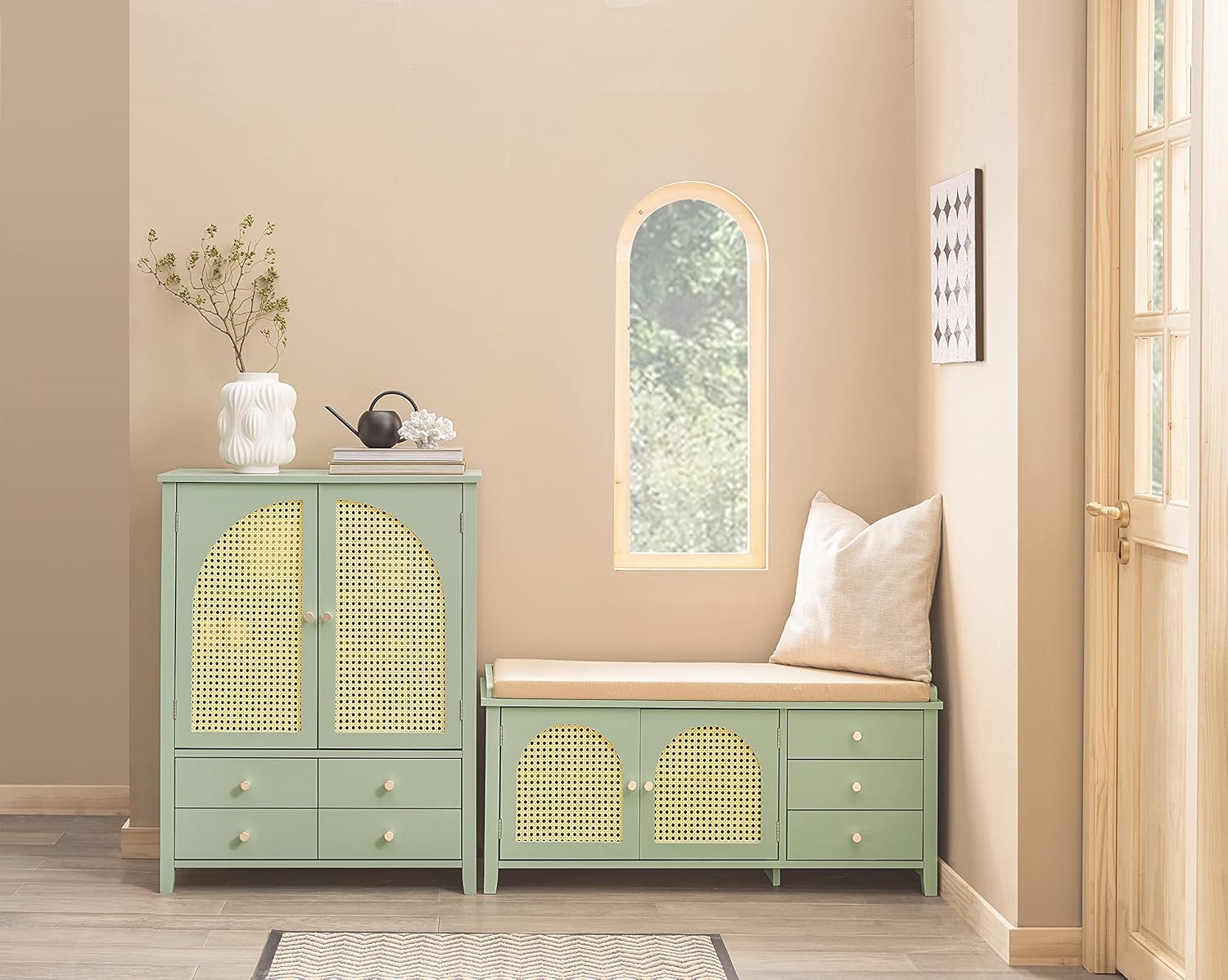 Thumbnail 3 de SoBuy Meuble de Rangement Entrée – Commode Buffet Vert 70x34x90 cm (FSB72-GR)
