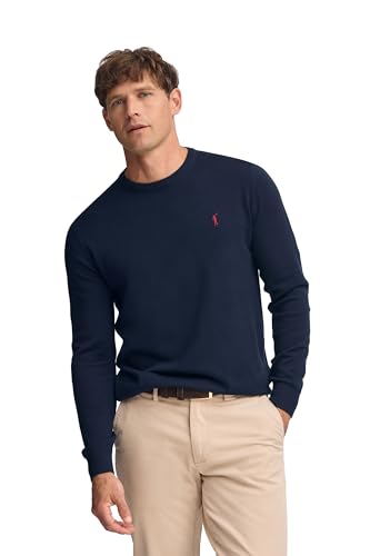 Detalle de Polo Club Maglione Uomo Basico Blu 100% Cotone con Logo Ricamato
