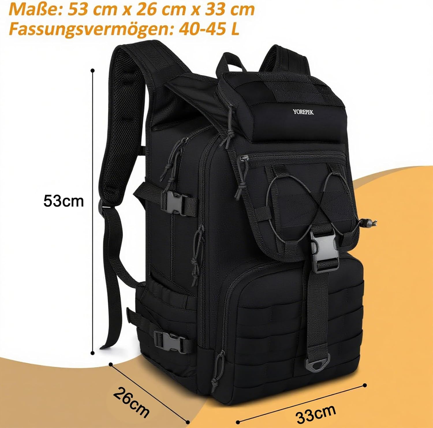 Detalle 2 de YOREPEK 50L Militär Rucksack, Groß Taktischer Rucksack, Wanderrucksack Herren Bundeswehr Outdoor Arbeit Survival Wasserdicht Travel Assault Tactical Backpack für Trekking Camping Reisen Jagd, Khaki
YOREPEK 50L Militär Rucksack, Groß Taktischer…