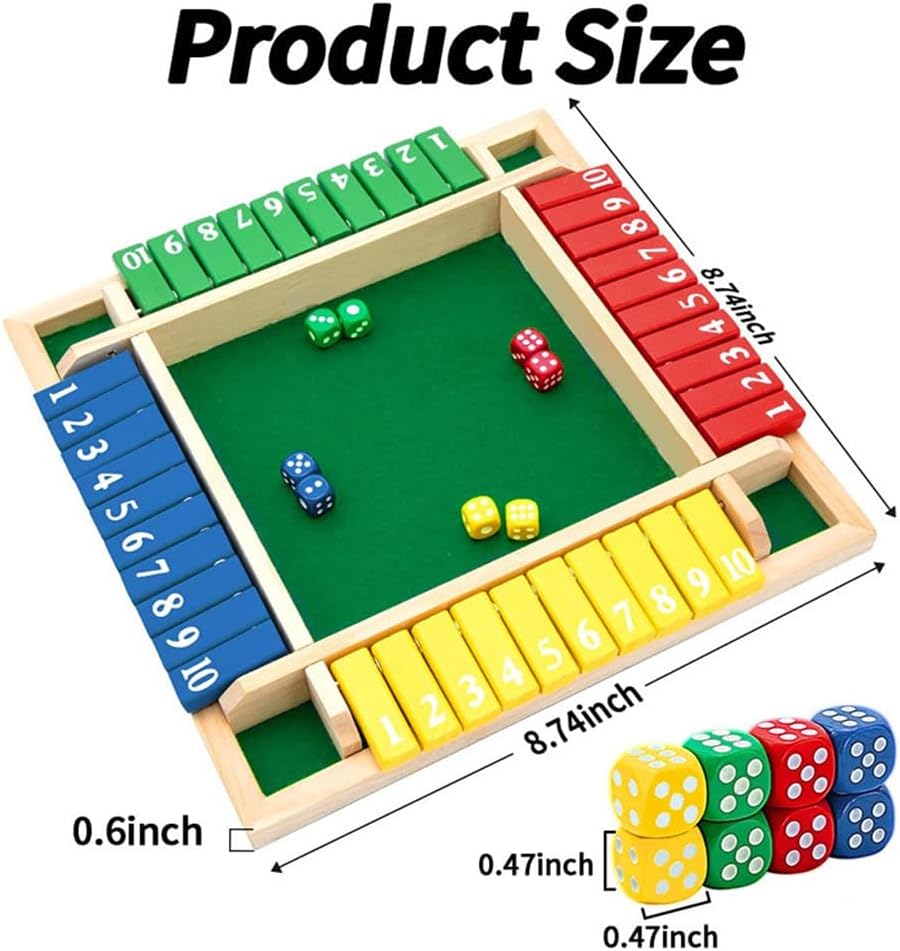 Thumbnail 6 de yeemeen Shut the Box Spiel – Holz Würfelspiel für 2–4 Spieler, Lern- und Familienspiel
