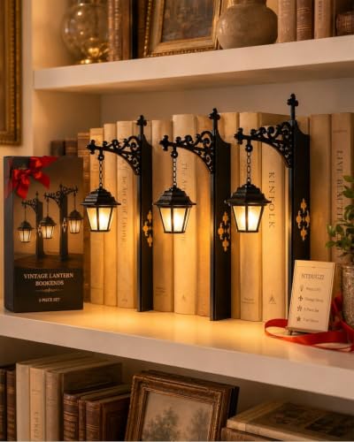 Detalle de Aukojoy Linterna de biblioteca decorativa para estantería: luz LED suave para tu rincón de lectura