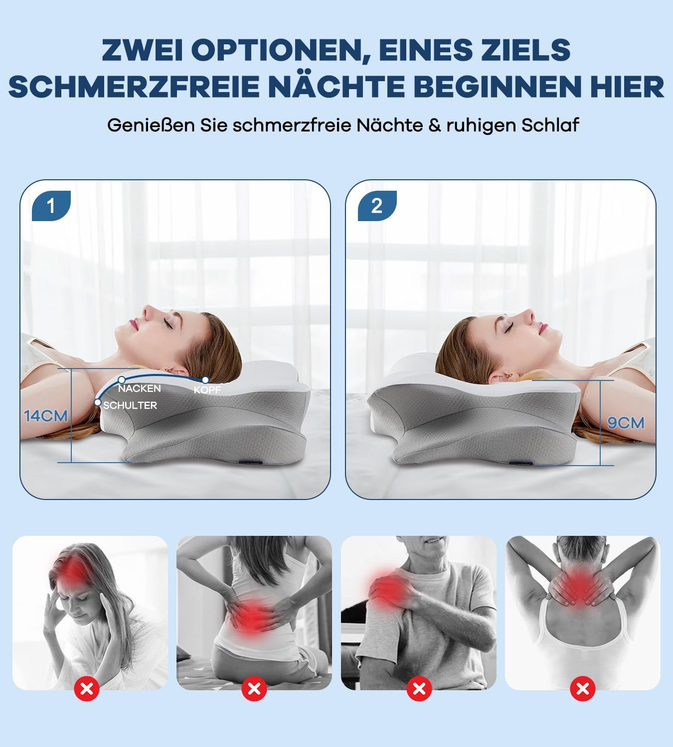 Thumbnail 3 de DONAMA Memory Foam Kissen – ergonomisches Nacken- und Kopfkissen für Seiten-, Rücken- und Bauchschläfer
