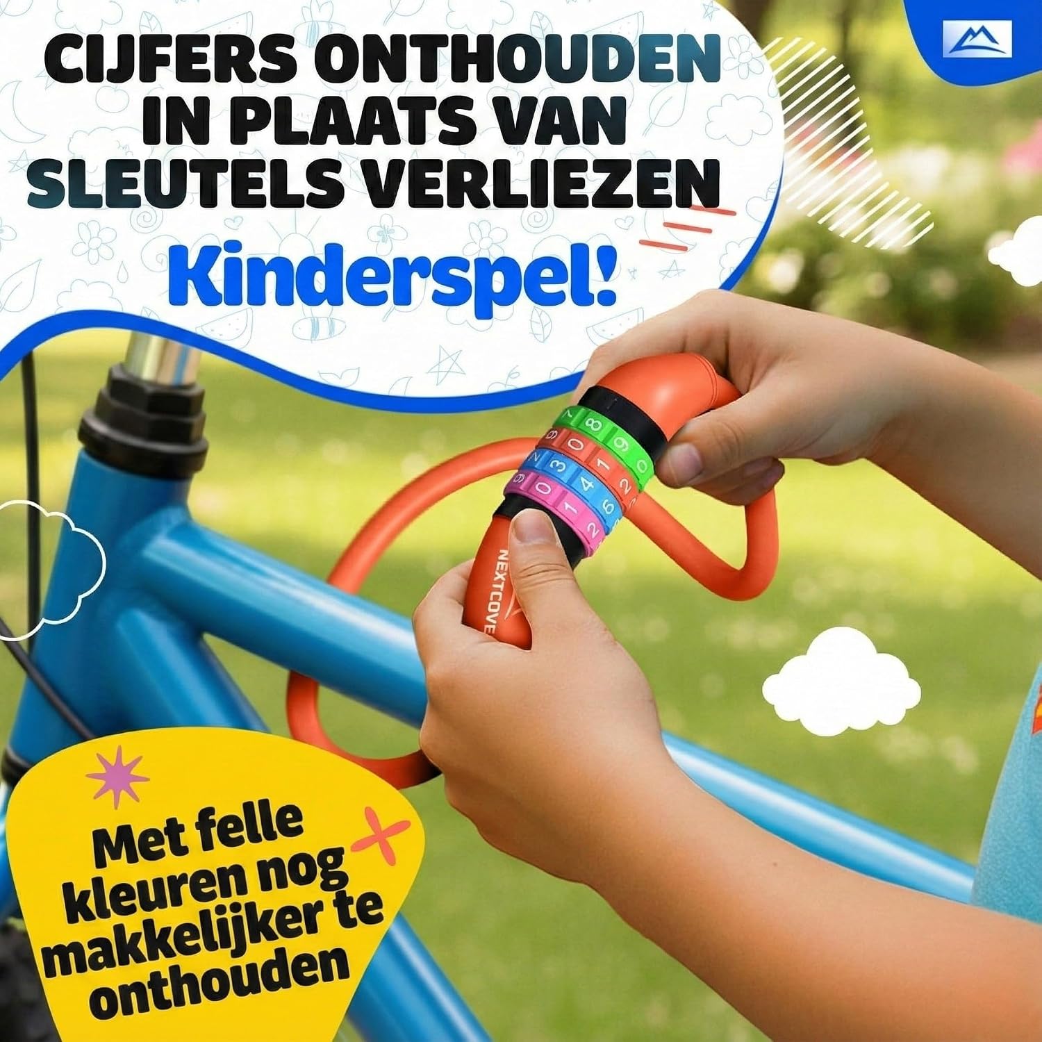 Detalle de NEXTCOVER fietsslot voor kinderen met 4-cijferige code en 10 mm staalkabel