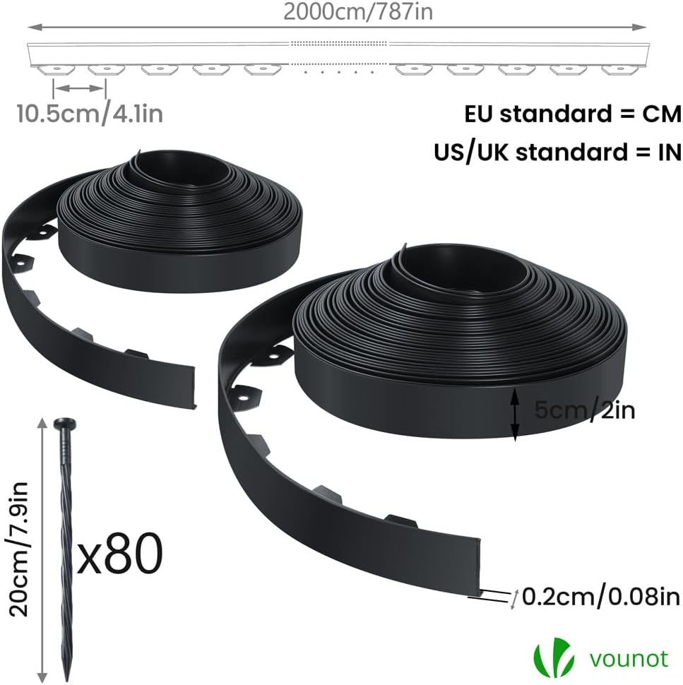 Thumbnail 6 de VOUNOT 40m Flexible Lawn Garden Edging Border
