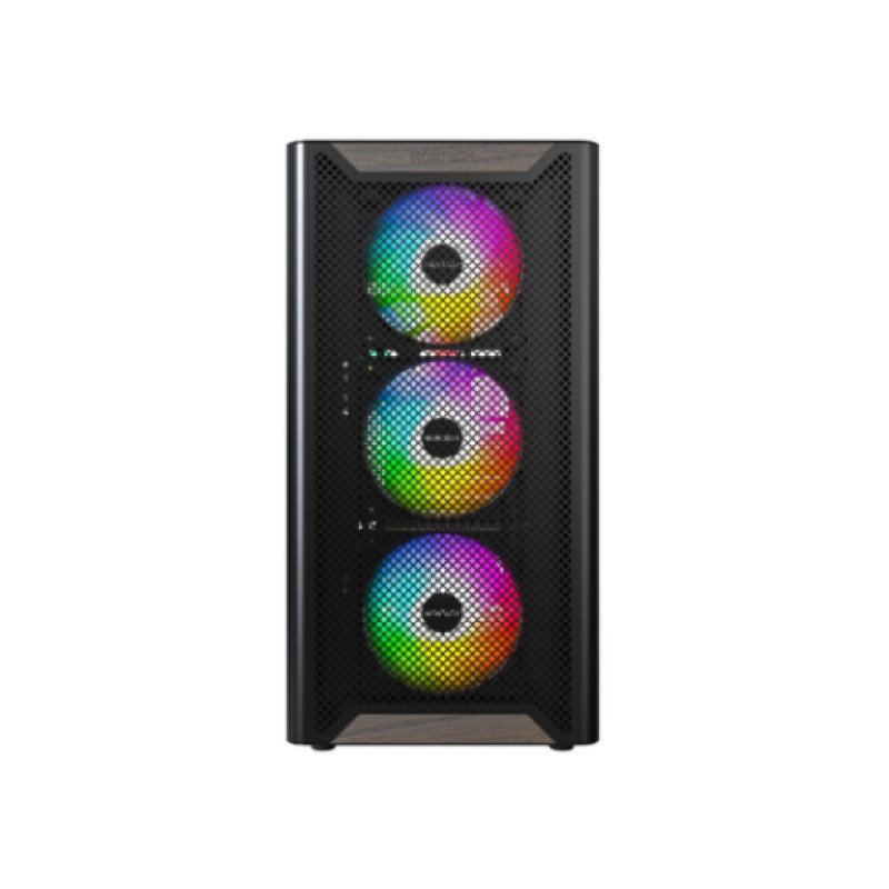 Thumbnail 1 de Montech XR WOOD (B) Negro – Torre ATX Midi-Tower con 4x 120 mm RGB y ventana lateral