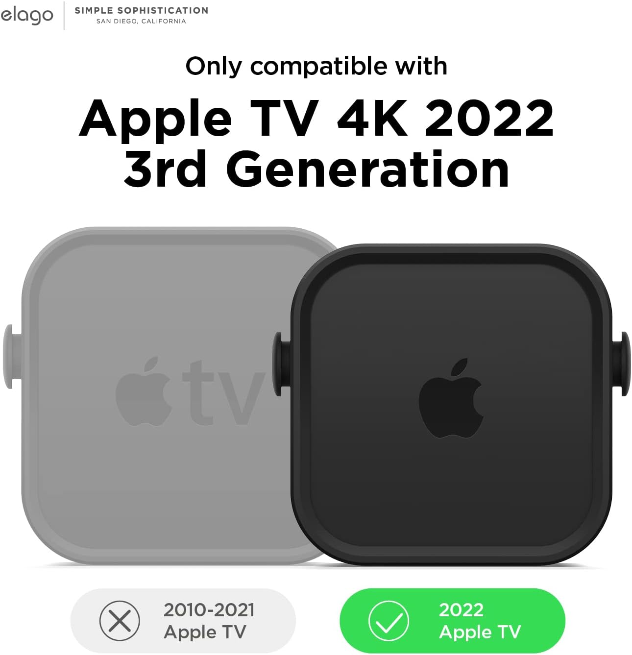 Detalle de Supporto multiplo elago per Apple TV 4K (3ª generazione, 2022) con magneti, viti o cinghia