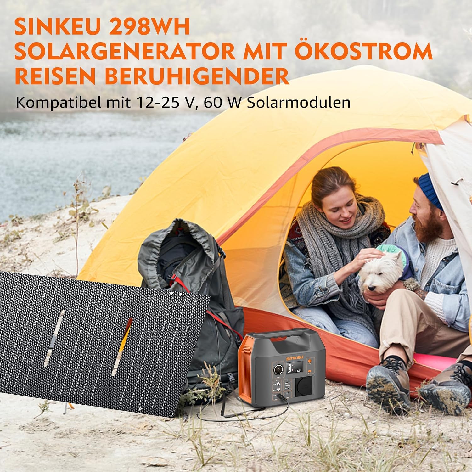 Detalle 2 de SinKeu Tragbare Powerstation mit 60 W Falpanel und 296 Wh Solargenerator – kompakt, zuverlässig und ideal für Outdoor