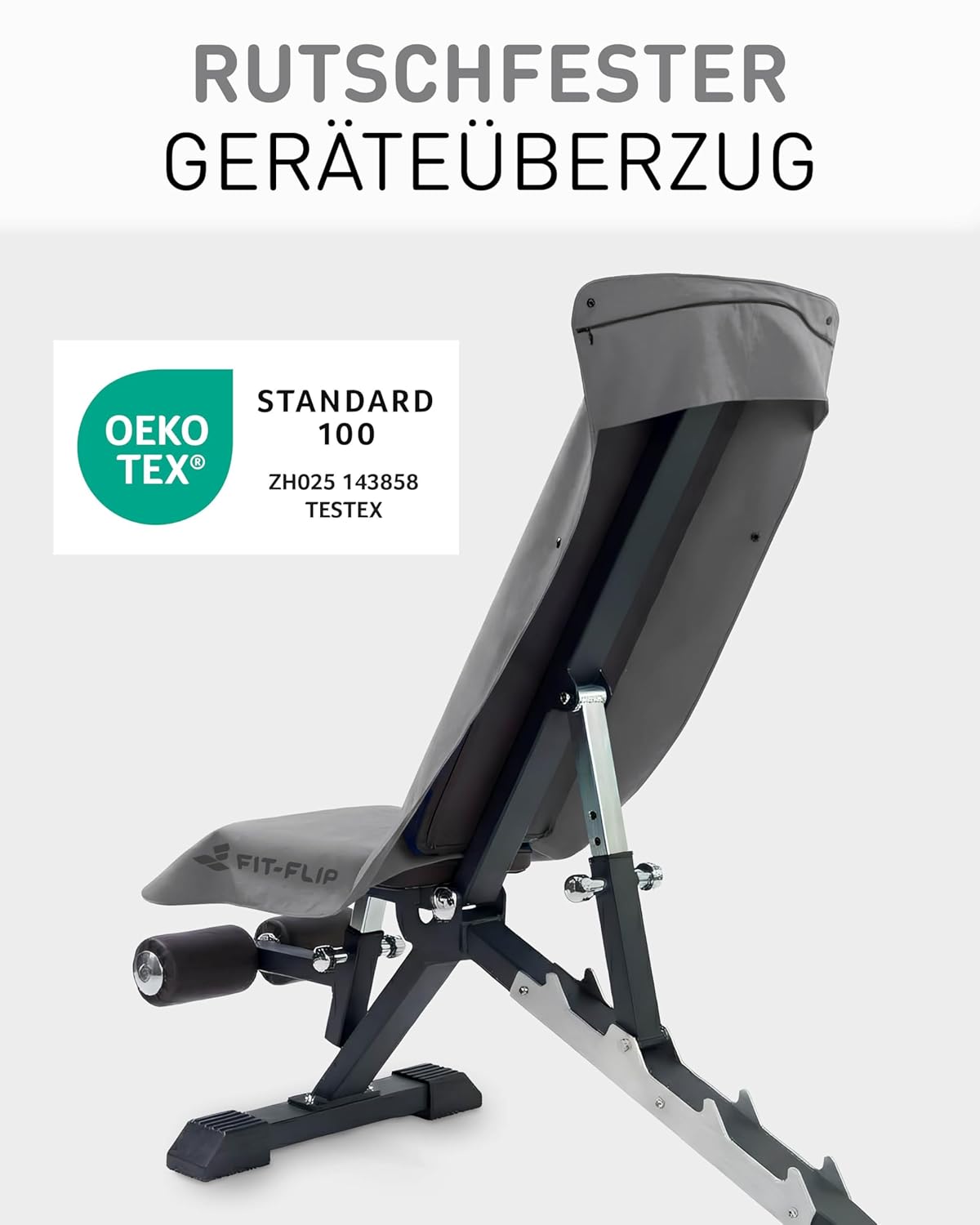 Detalle de Fit-Flip Fitness Handtuch aus Mikrofaser mit Magnet-Clip und Reißverschluss-Tasche