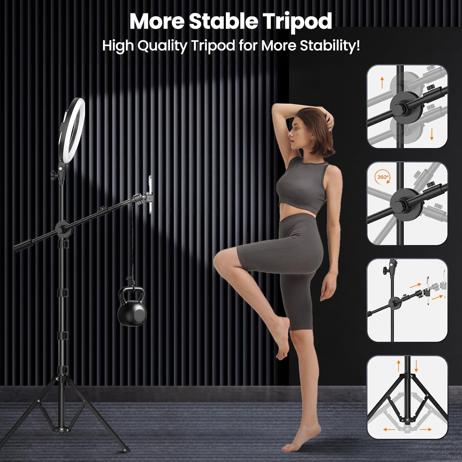 Thumbnail 3 de LUXSURE 10.5" Ring Light with Tripod Stand & Dual Phone Holders