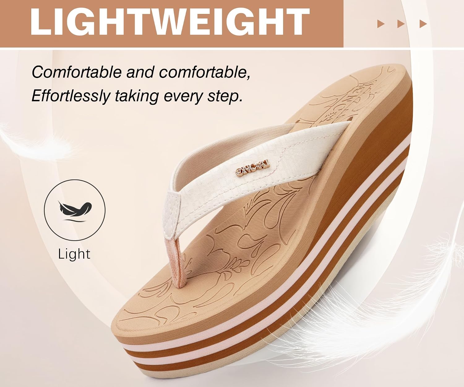 Thumbnail 5 de ONCAI Women's Platform Wedge Flip Flops: Comfortable, Dressy Flatforms for Summer