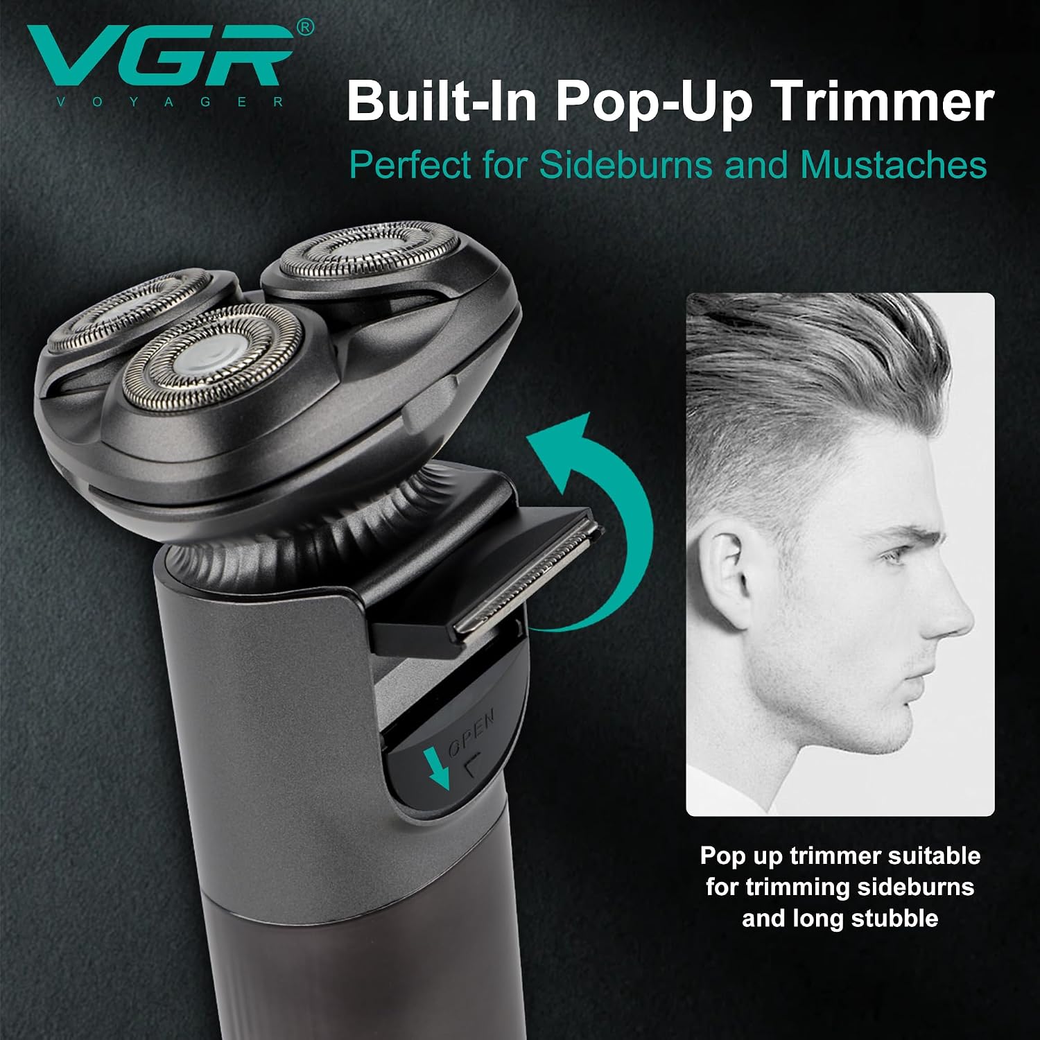 Thumbnail 3 de VGR Electric Rotary Shaver for Men – Close Shave, Wet & Dry, USB-C Rechargeable
