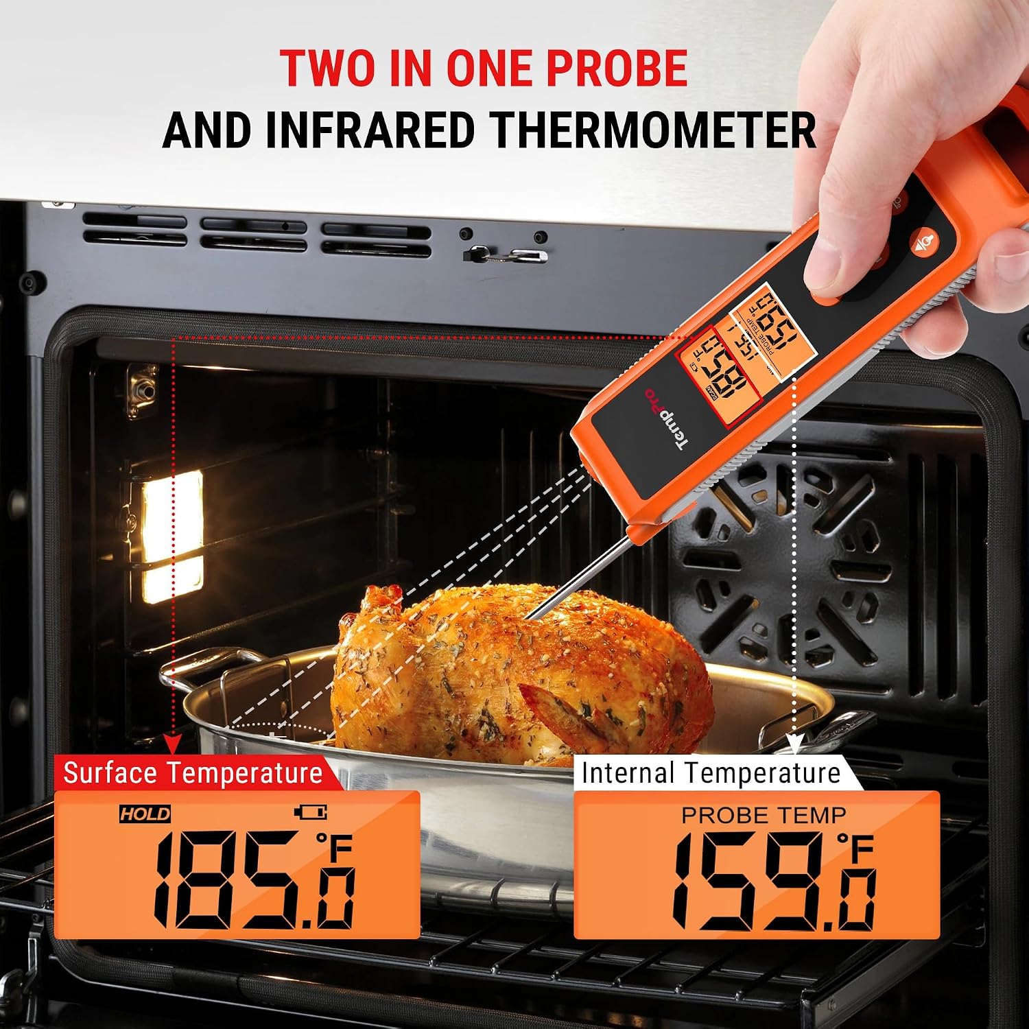 Thumbnail 1 de TempPro TP420 TempScan 2-in-1 Infrared Thermometer with Meat Probe