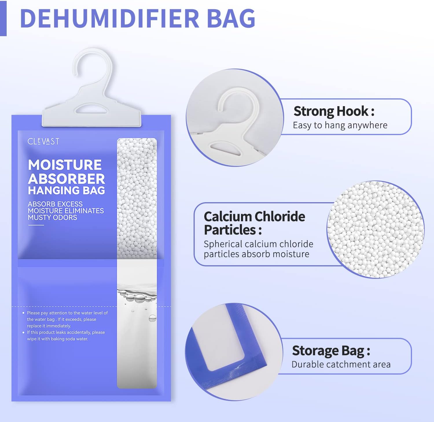 Thumbnail 1 de CLEVAST Déshumidificateurs d'armoire – 10 sachets de 230 g pour placards et sous-sols