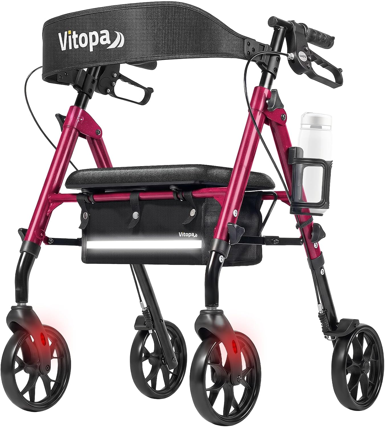 Detalle de Vitopa W20S-BR Rollator Walker with Seat, Adjustable Fit, 8-Inch Wheels