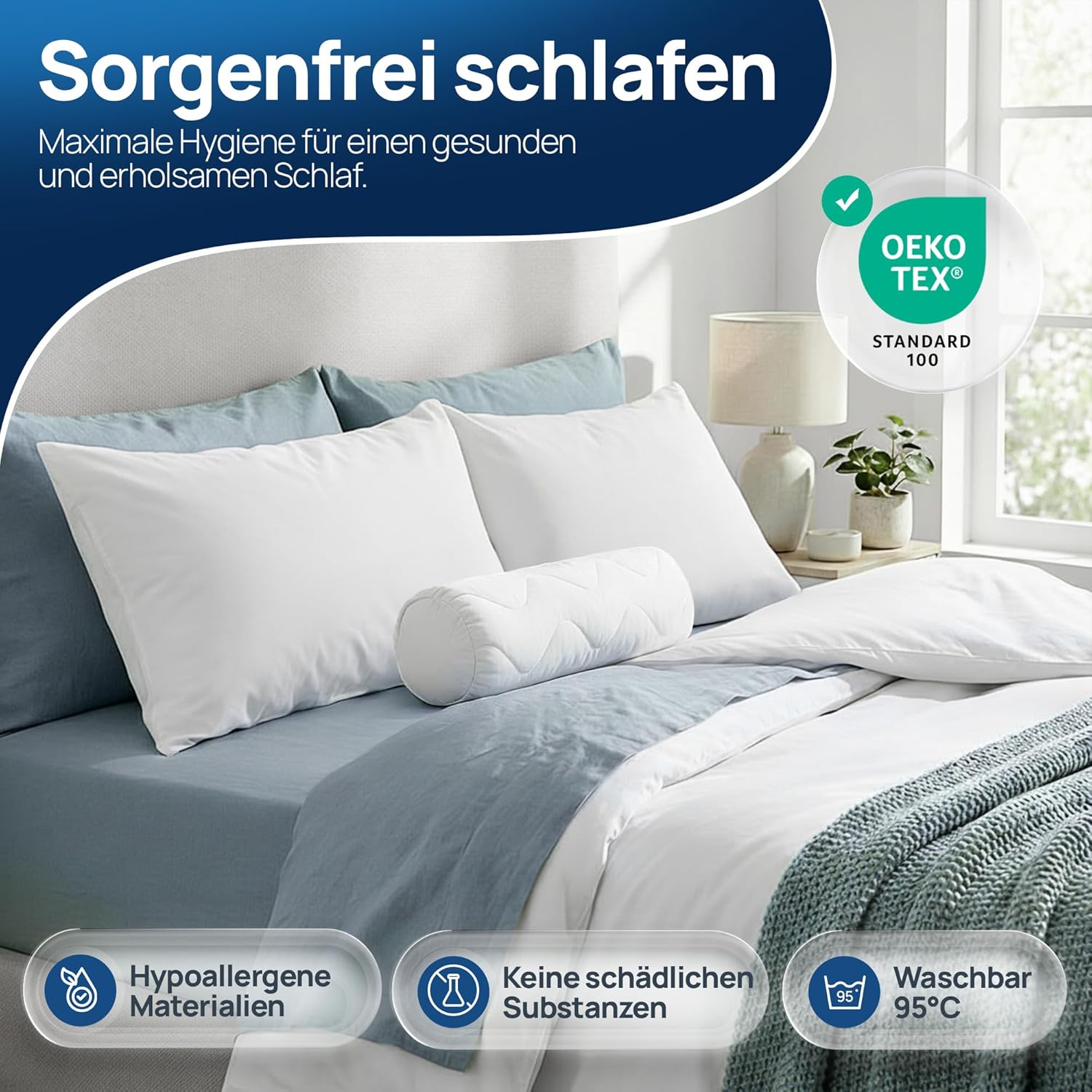 Thumbnail 3 de LILENO HOME Nackenrolle 15x40 (2er Set) – 95 °C waschbar, Oeko-Tex, Made in Germany