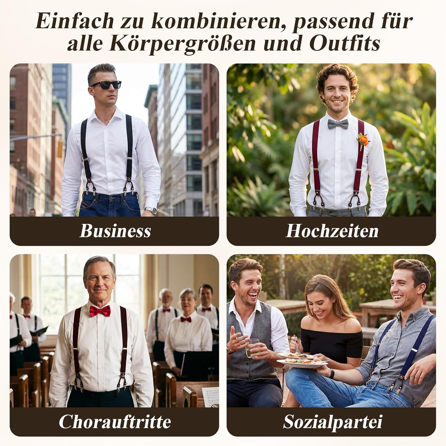 Detalle 1 de KANGDAI Herren Hosenträger aus Rindsleder 3,5 cm