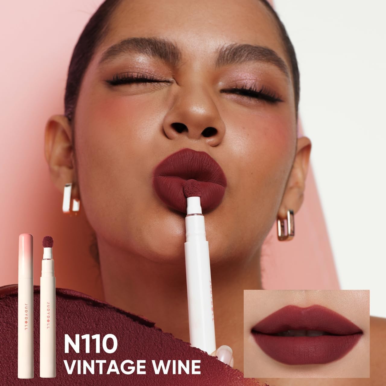 Detalle de JUDYDOLL N110 Vintage Wine Matte Glitter Lipstick