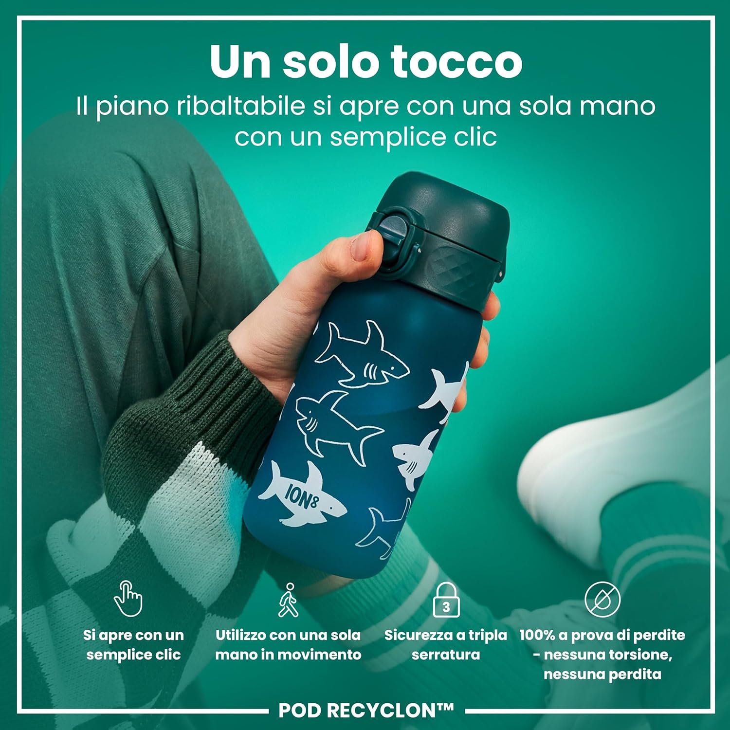 Detalle de Ion8 Borraccia per Bambini 350 ml: leggera, antifulmine e priva di BPA, per accompagnare ogni avventura