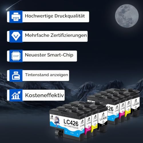 Detalle de DOUBLE D LC426 Ersatzpatronen-Set für Brother MFC-J4540DW/XL und weitere Modelle (8er Pack)