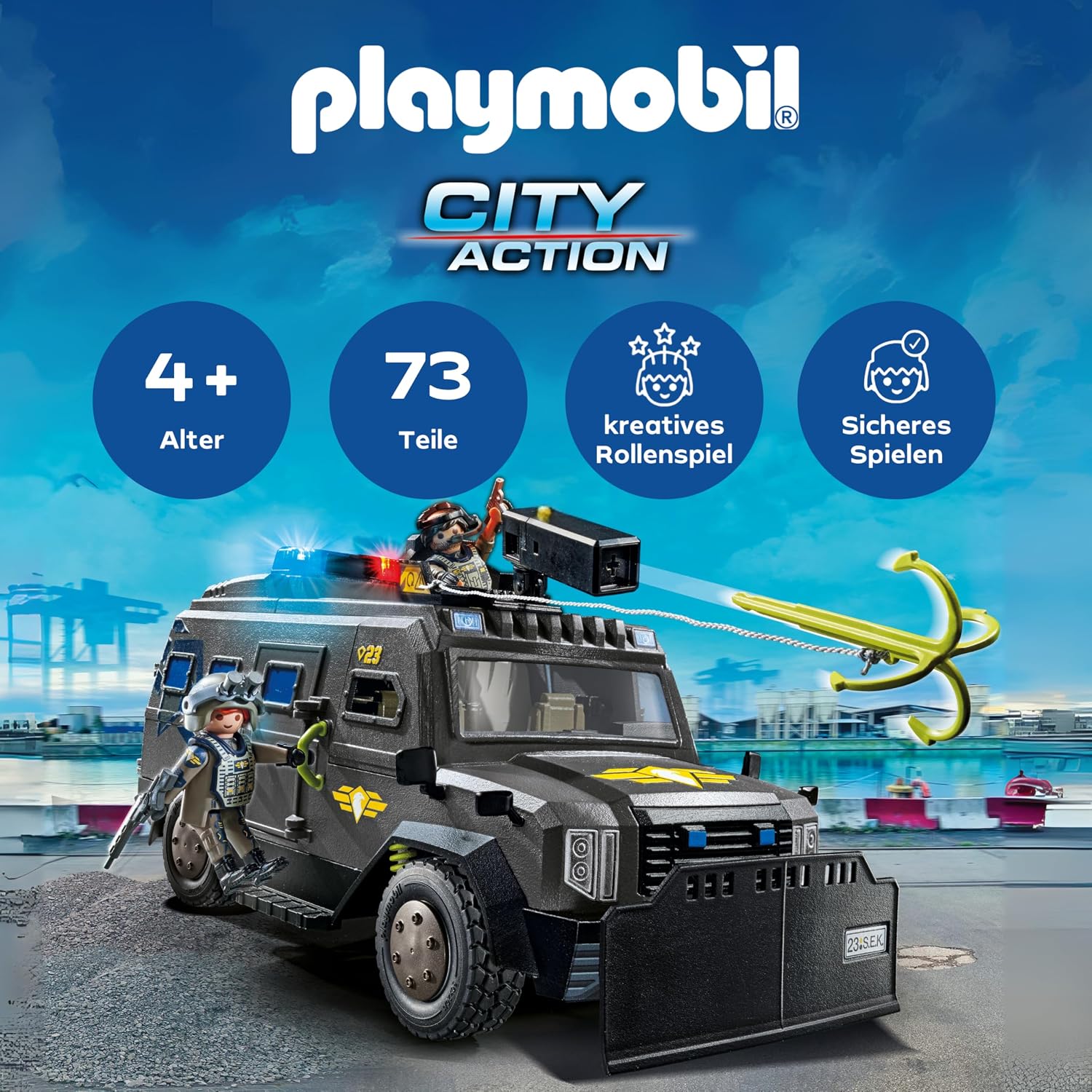 Detalle 2 de PLAYMOBIL SWAT-Geländefahrzeug 73-teilig