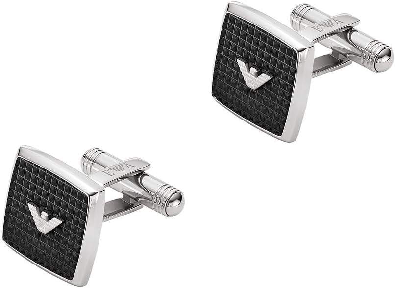 Detalle 2 de Emporio Armani Herren Manschettenknöpfe aus Edelstahl – zweifarbig, matt
