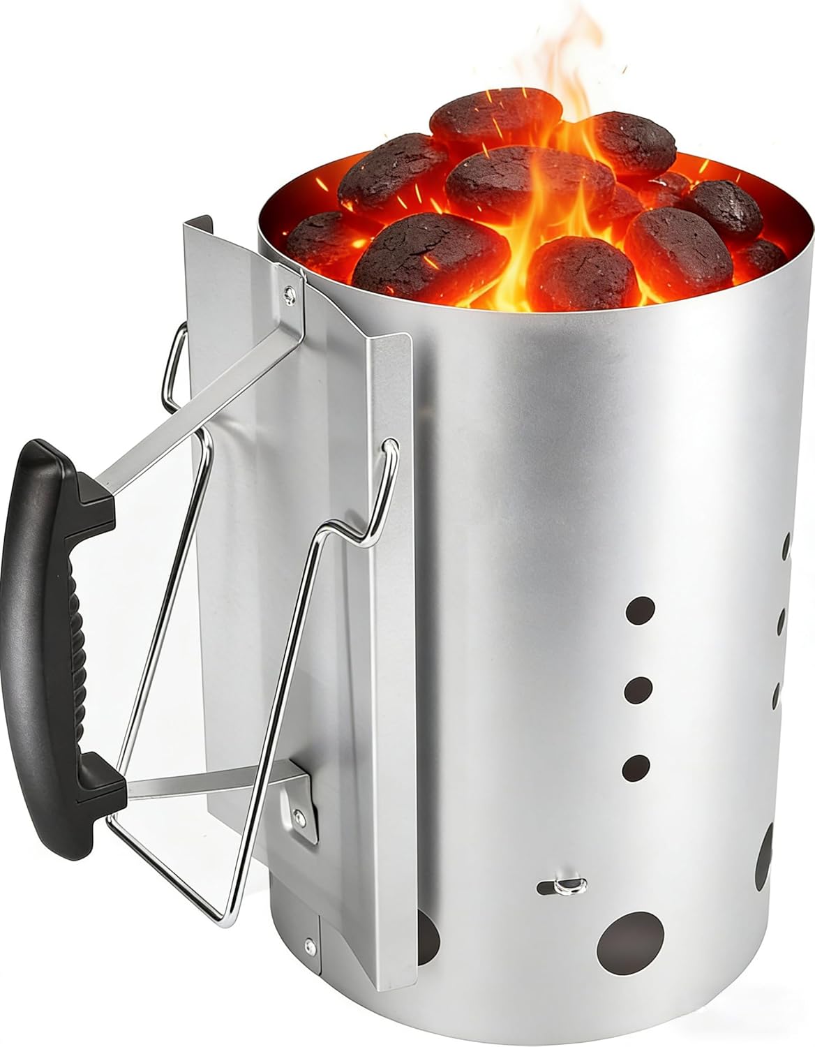 GFTIME démarreur de cheminée pour barbecue au charbon (30 cm x 19 cm) avec poignée de sécurité