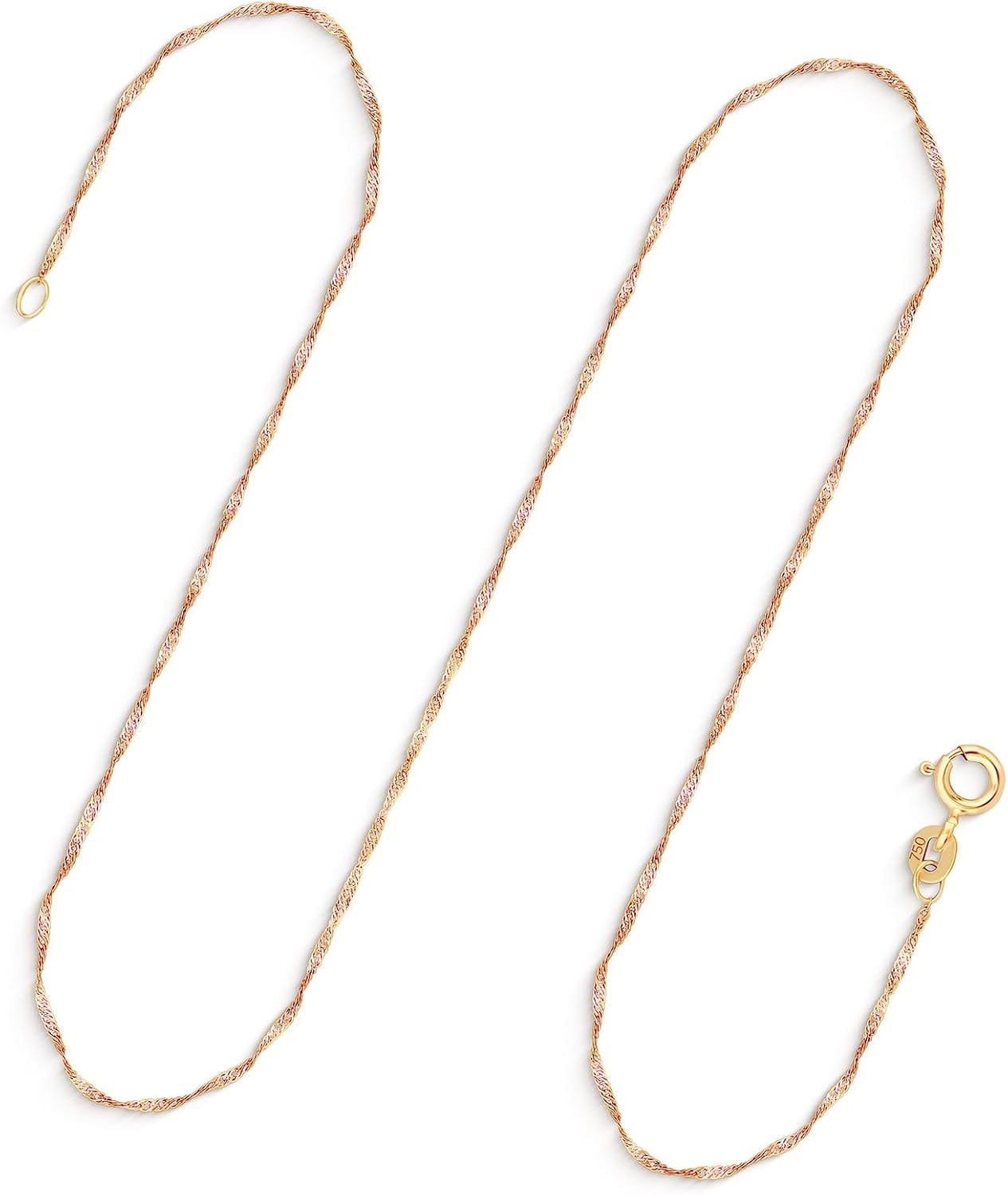 Detalle de Chaîne Singapore en or jaune 18K EDELIND — 60 cm, 1 mm, denomination 585/750/375/333