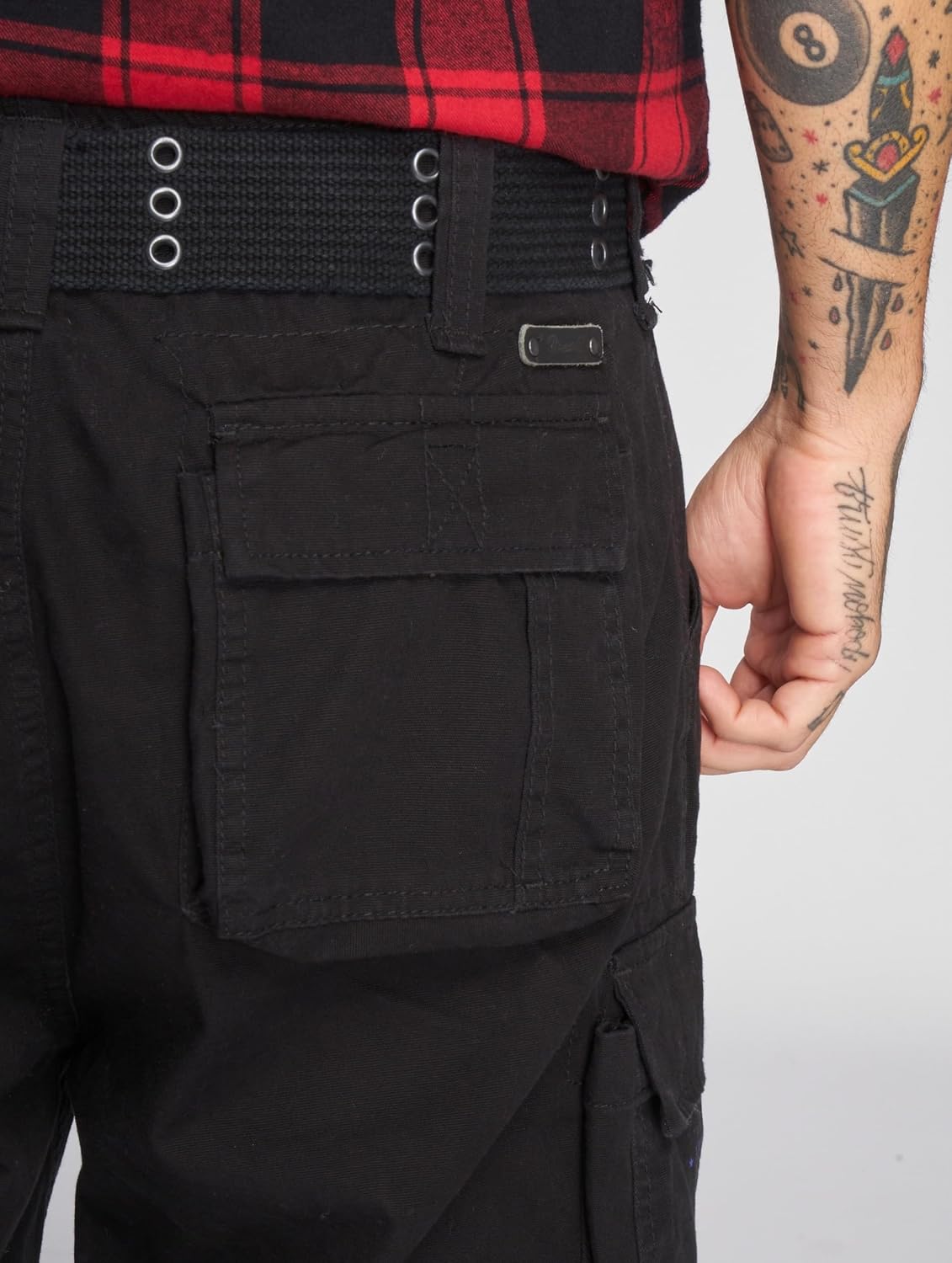 Detalle de Brandit Herren Savage Vintage Cargo Shorts – robuste Vintage-Cargoshorts mit Gürtel und Taschenvielfalt