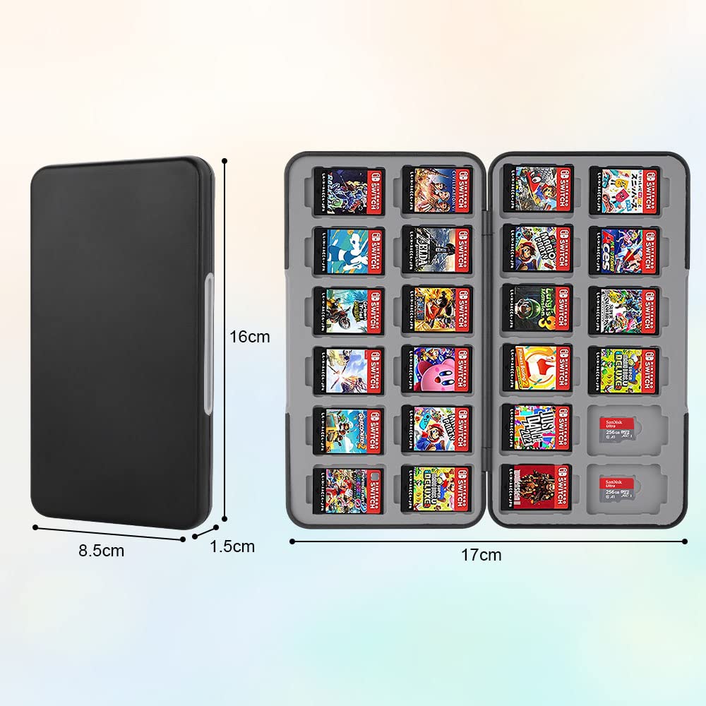 Thumbnail 1 de Vicloon Aufbewahrungsbox für Switch Spielkarten (bis 24 Game Cards) + Kartenetui für microSD/SD/TF – Schwarz