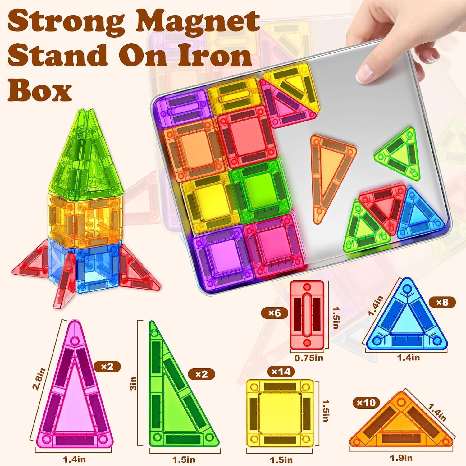 Detalle de Landtaix Magnetic Tile Set, 42 Pieces