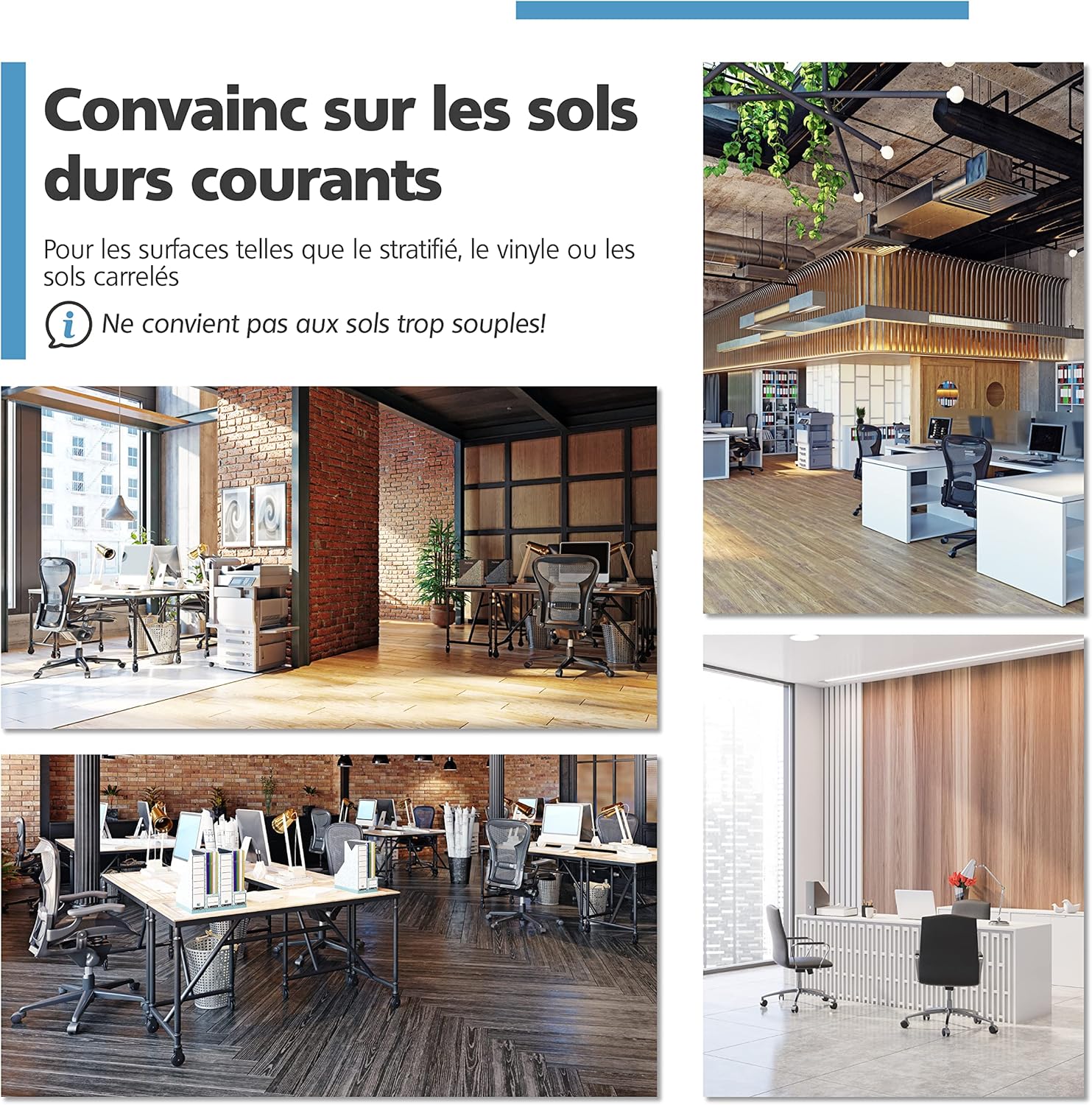 Detalle 2 de RAVN HAMAN – Jeu de 5 roulettes de chaise de bureau 10 mm x 22 mm pour sols durs (175 kg au total) – Installation sans outil
