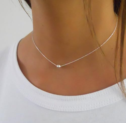 Thumbnail 1 de Annika Bella Silver Ball Choker Necklace – Dainty Bead Pendant, Waterproof & Adjustable