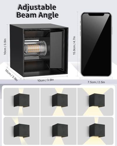 Detalle de Lureshine Wandlampe mit austauschbarer G9 LED-Lichtquelle – 0–120° Einstellwinkel, Schwarz, Wandleuchte Innen/Außen