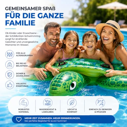 Detalle de XXL Schildkröte aufblasbar Schwimmring grün Ø 150 cm – TK Gruppe Timo Klingler