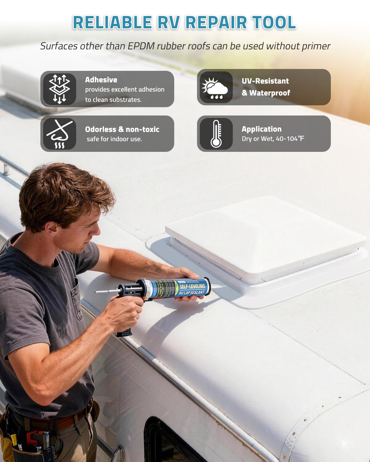 Thumbnail 1 de PAULINN Self Leveling Lap Sealant White for RV Roof — 4 Pack