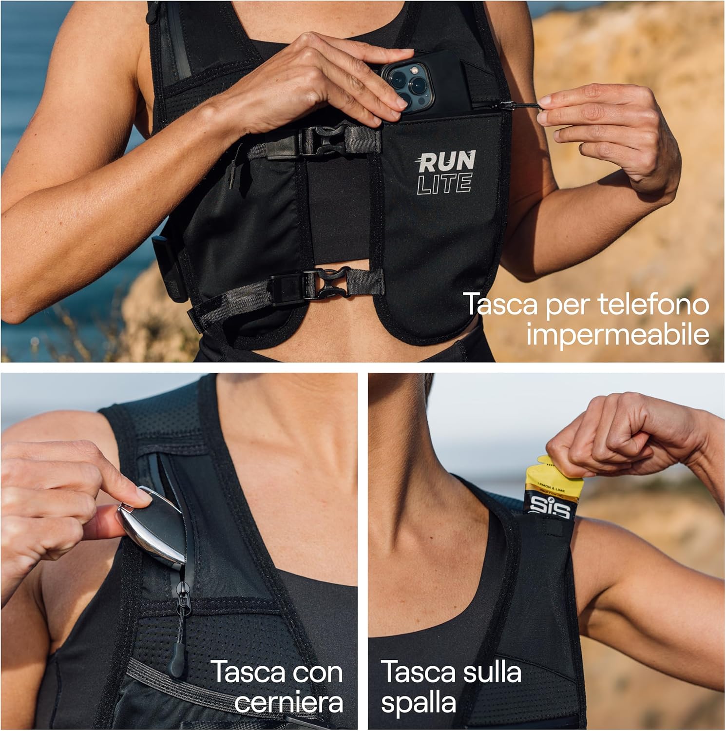 Thumbnail 1 de Gilet Running Uomo Donna con Porta Cellulare Impermeabile – Alternativa al Marsupio Running, 5 Tasche, Leggero e Riflettente