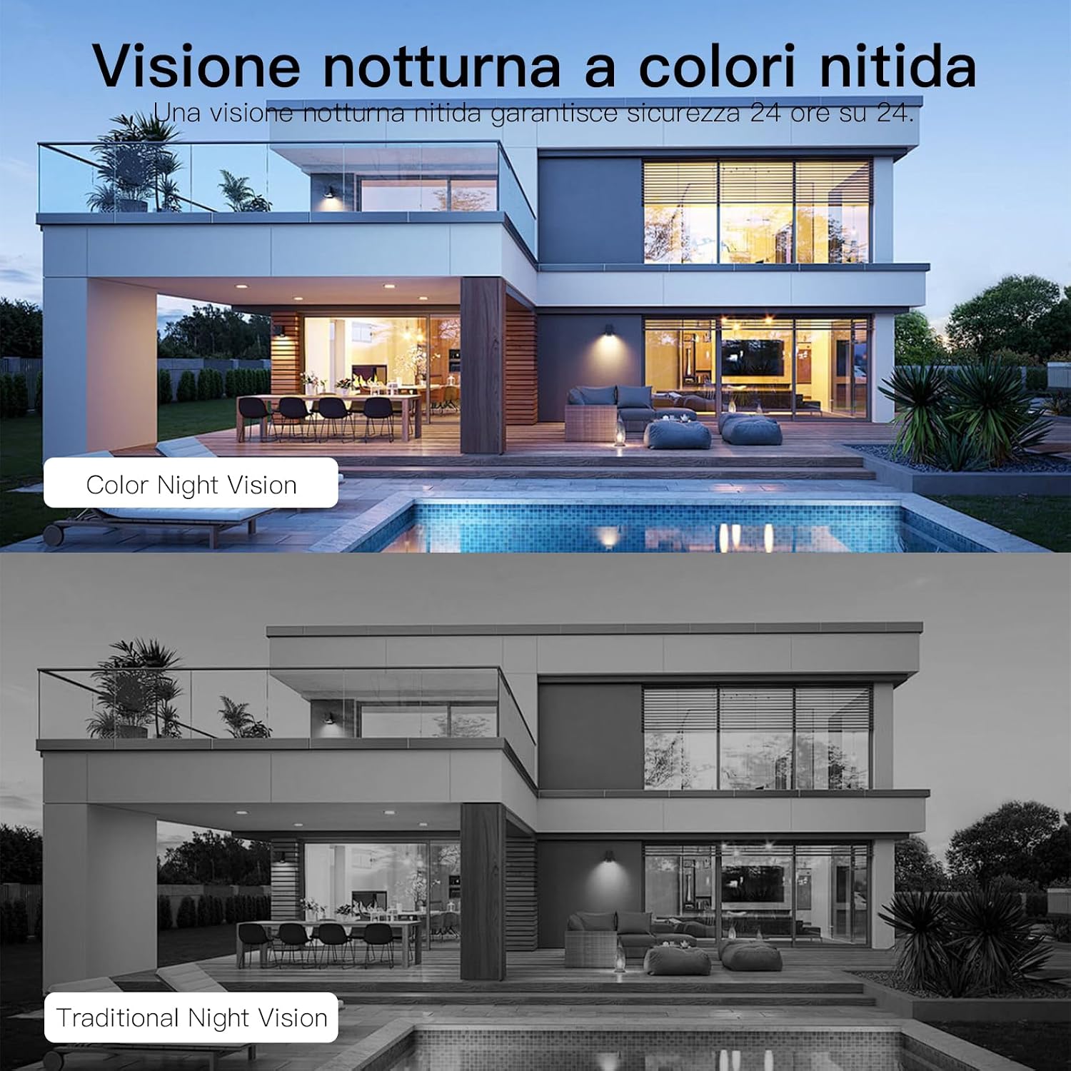 Detalle de VIMTAG VIM TAG 2,5K telecamera Wi‑Fi interna/esterna con 2‑way audio, sirena e visione notturna a colori (2 pezzi)