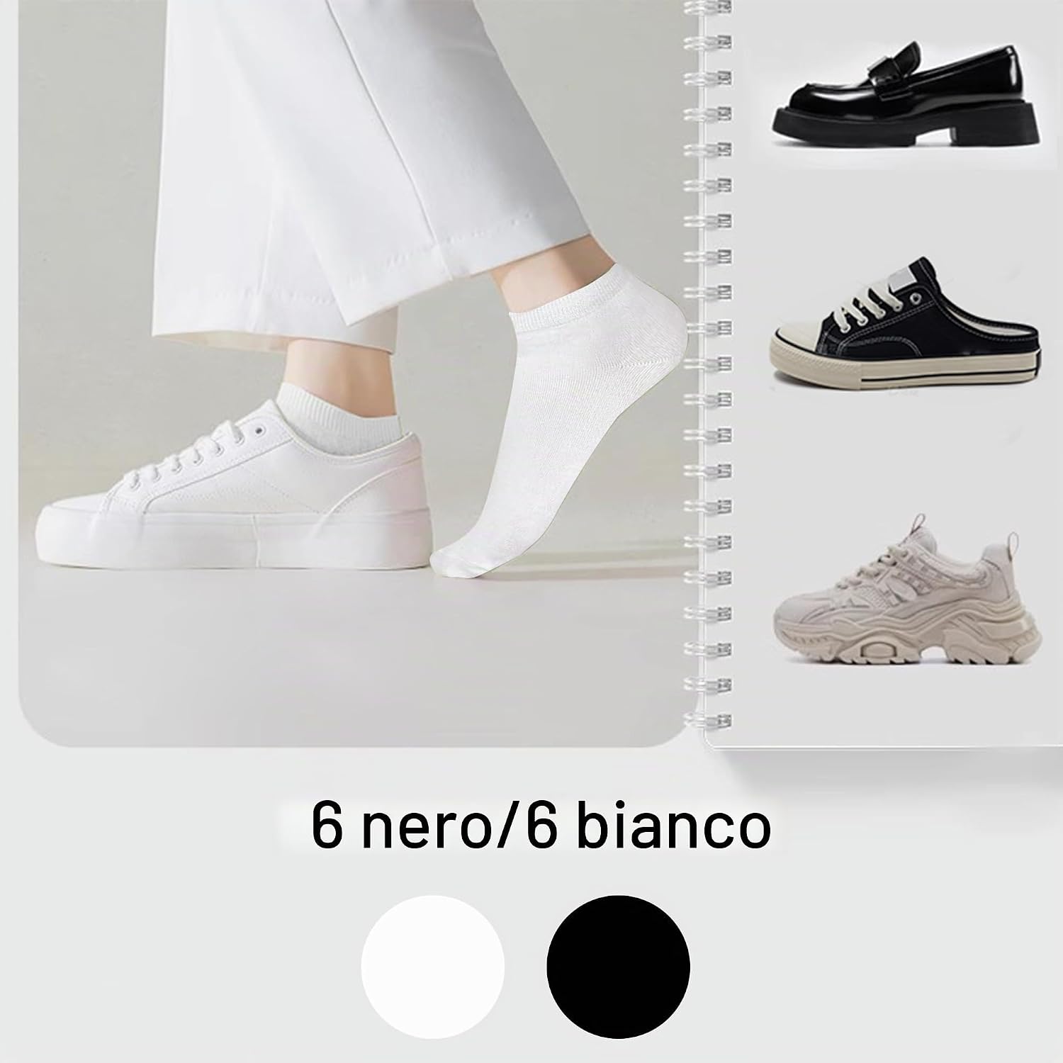 Detalle de Lakpoau 12 Paia Calzini Corti Uomo & Donna Unisex 35-38 – Cotone Traspiranti, Antiscivolo