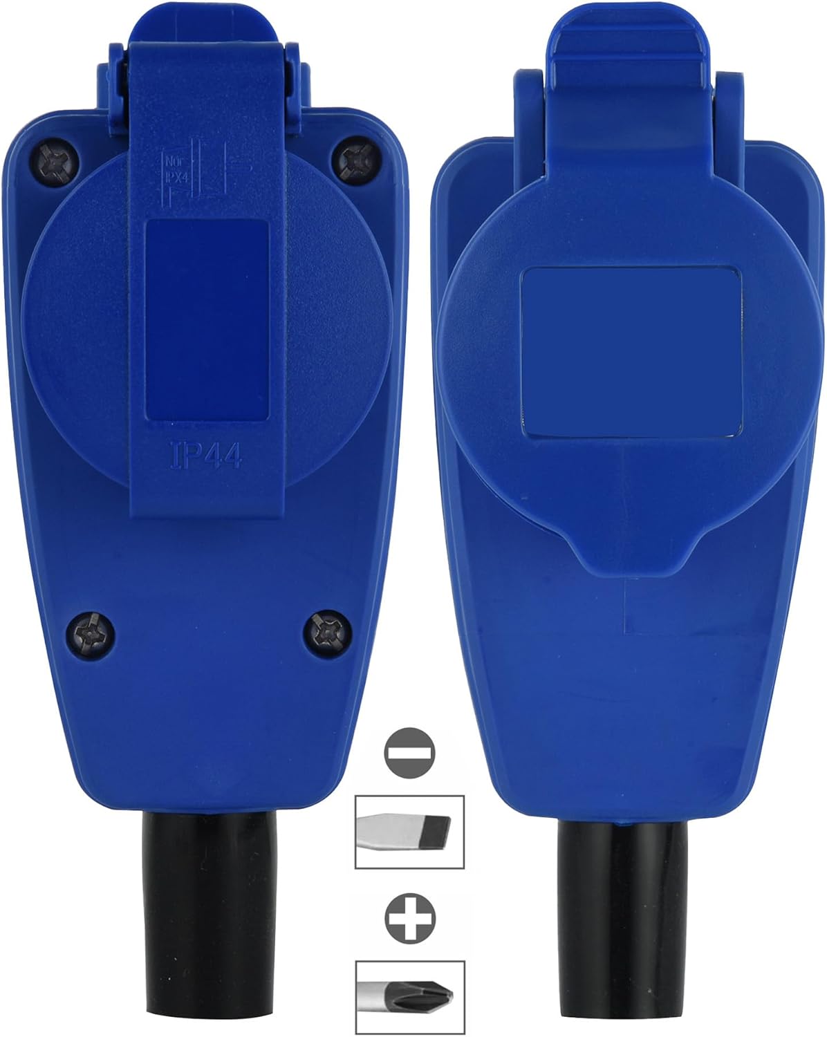 Thumbnail 3 de Electraline 55086 Presa Elettrica Angolare Cablabile IP44: doppia uscita industriale con adattatore Schuko