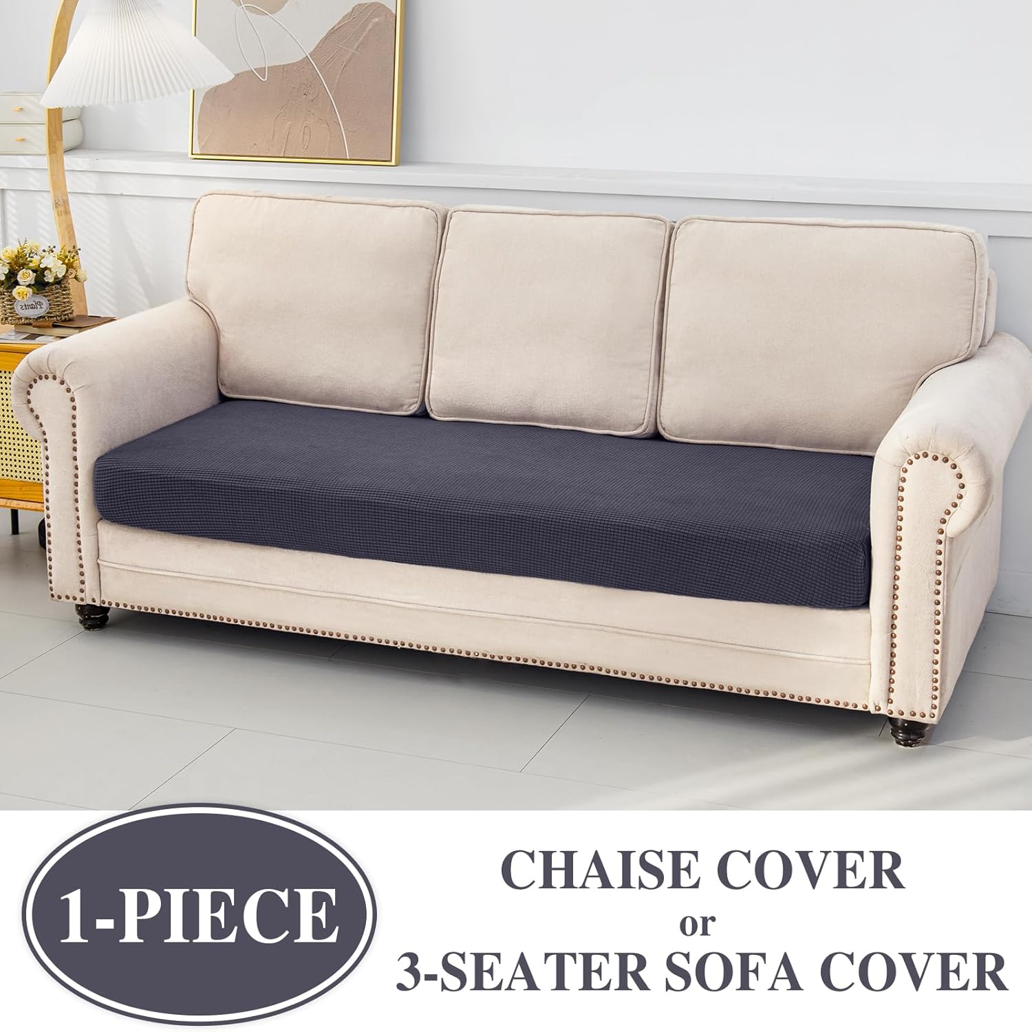 Thumbnail 2 de LA MEACK Chaise Couch Cushion Cover – Washable Stretch Slipcover for Chaise or 3-Seater