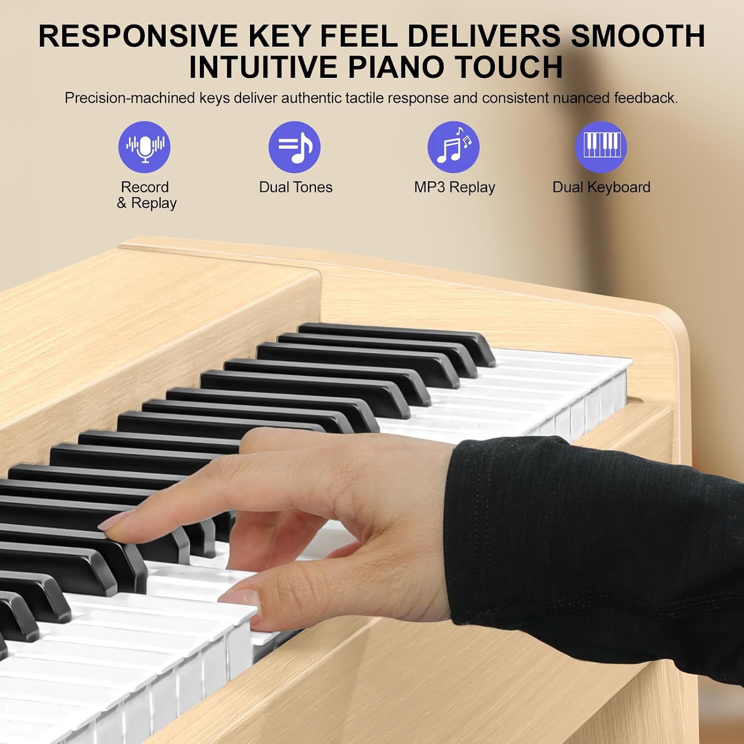 Detalle 2 de Vediya VE203 Digital Piano, 88 Semi-Weighted Keys, 800 Tones, Apricot