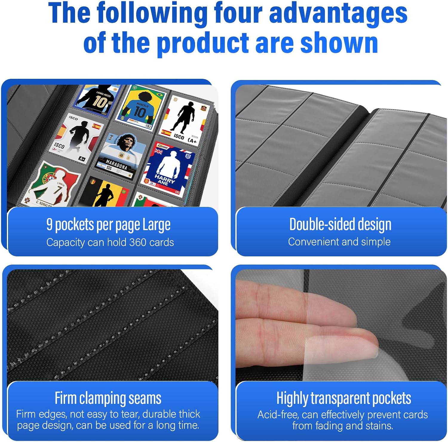 Detalle 2 de Classeur pour cartes 20 Pages (jusqu’à 360 cartes) imperméable en polypropylène