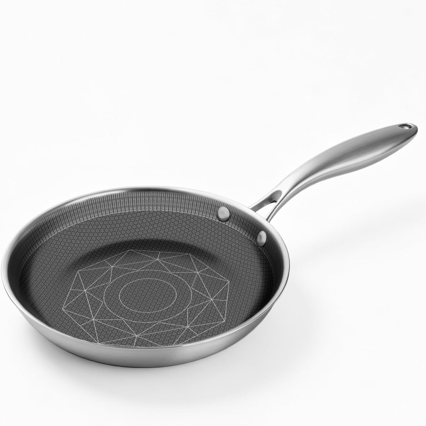 COOKER KING 8-Inch Stainless Steel Pan: Hybrid Nonstick Frying Pan for Small Batches