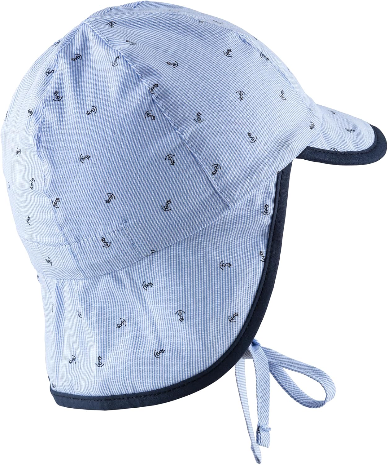 Detalle 2 de Sterntaler Schirmmütze für Jungen mit Bindebändern, Nackenschutz und Anker-Motiv – UV-Schutz 30, 43 cm