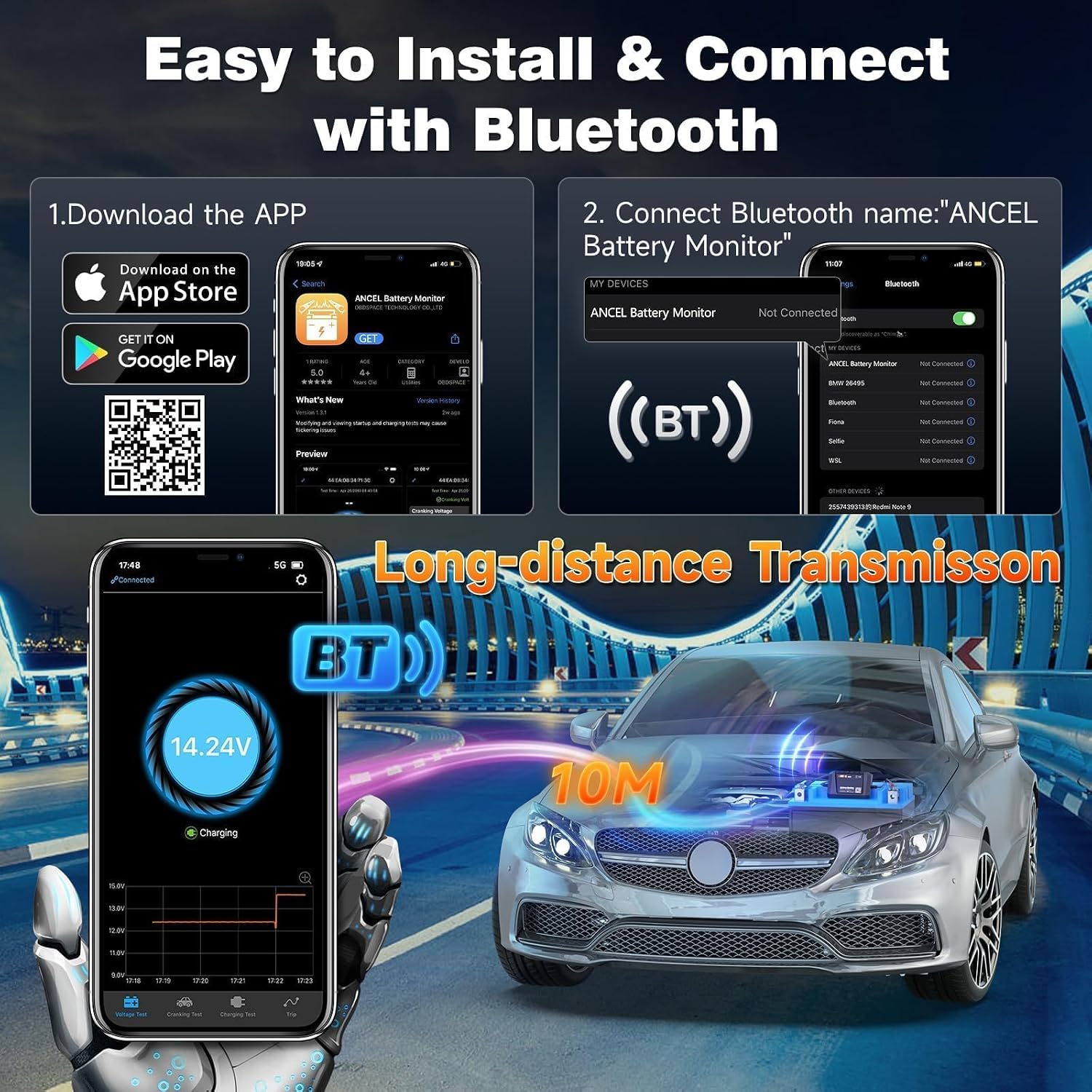 Detalle de ANCEL Battery Monitor BM300