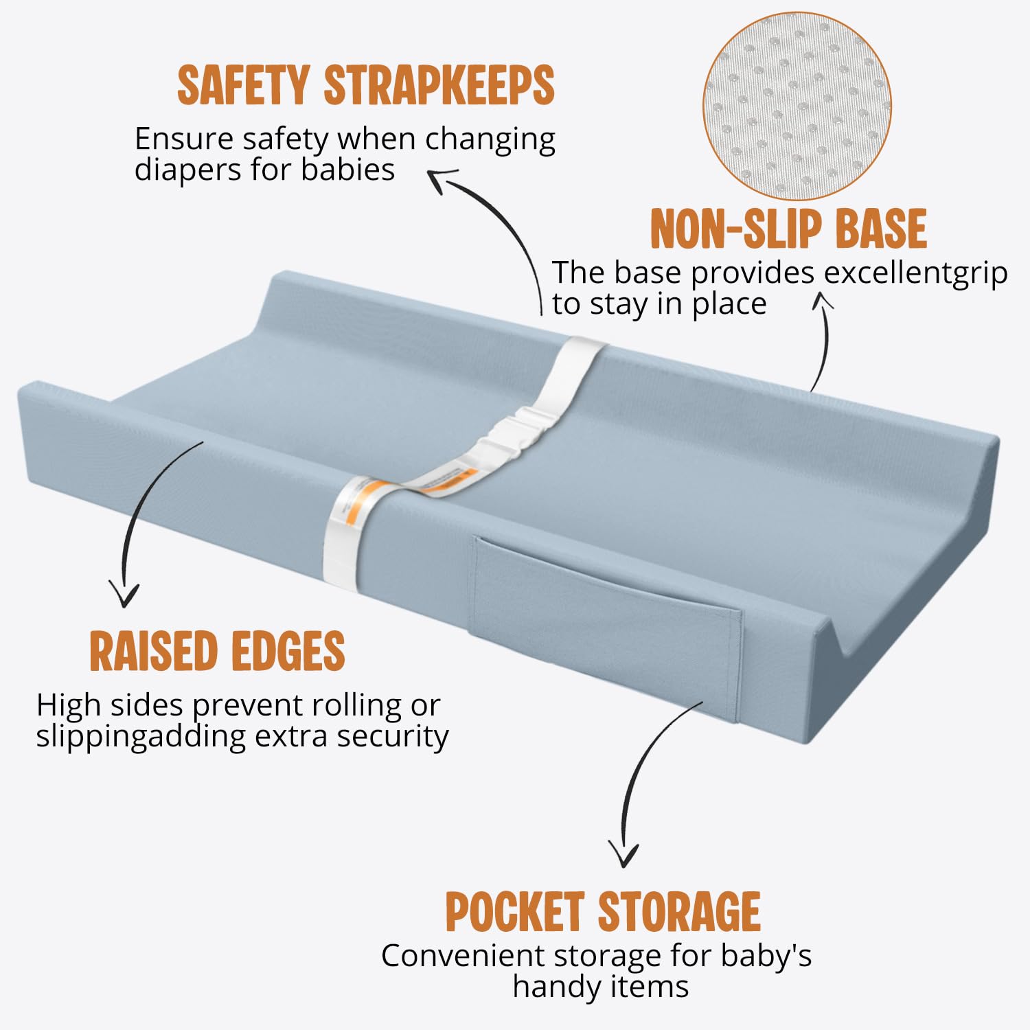 Detalle 2 de JVEOO Vegan Leather Baby Changing Pad, Waterproof, Wipeable, 31.5-Inch