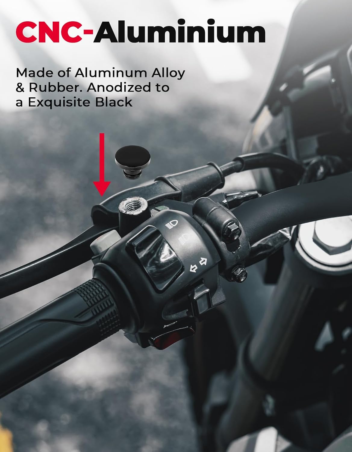 Detalle 2 de KEMIMOTO Universal M10 Motorrad Spiegel Blindstopfen (CNC-Aluminium) für Spiegelgewinde, 2 Stück