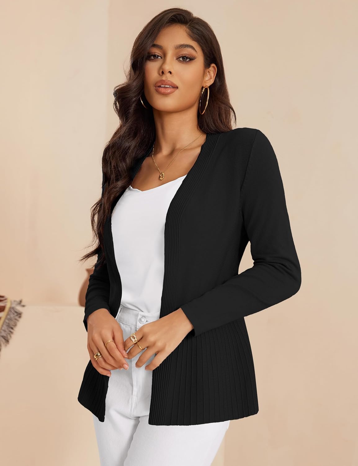 Thumbnail 2 de Casuashion Women's Casual Open Front Draped Cardigan