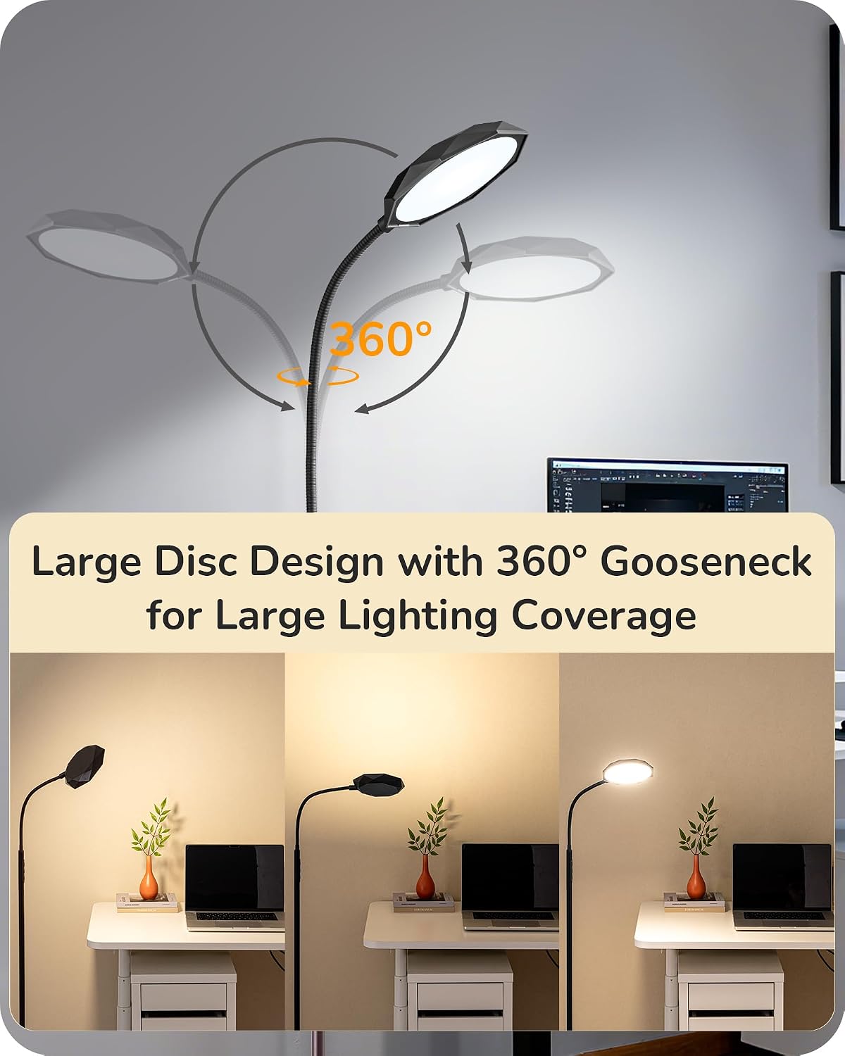 Detalle de EDISHINE FLL-018-XX LED Floor Lamp, Dimmable with 4 CCTs and Remote